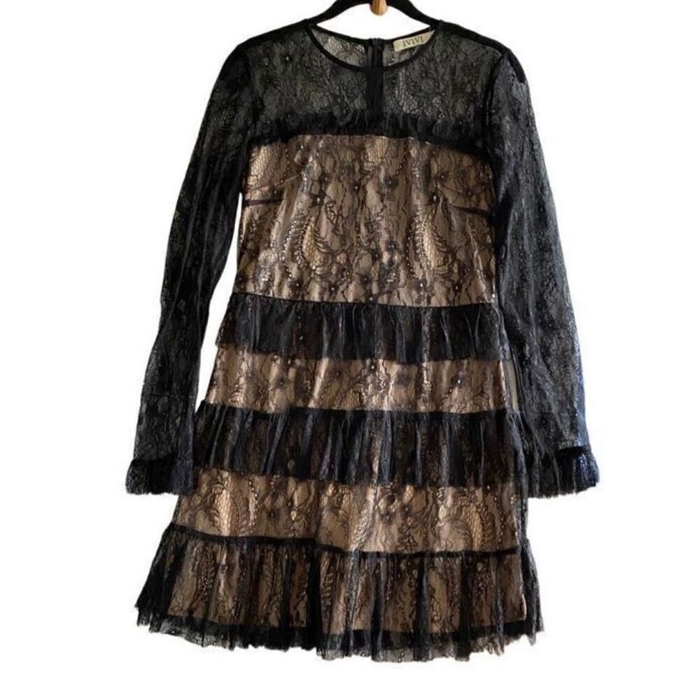 Ivivi women’s black lace tiered, mini dress, Gothic size large